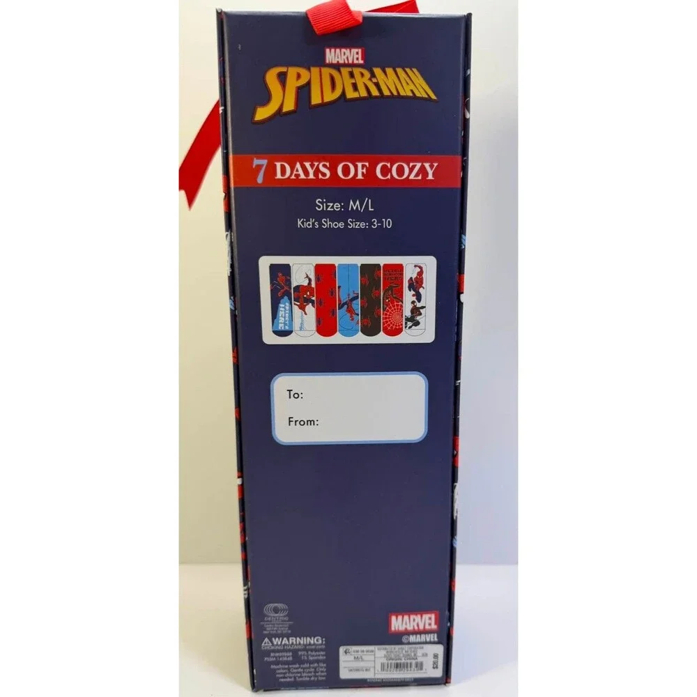 Marvel Spider‑Man 7 Days of Cozy Kids Sock Set (Size M/L 3‑10)